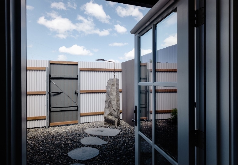 Hot water outdoor shower in your private Zen garden